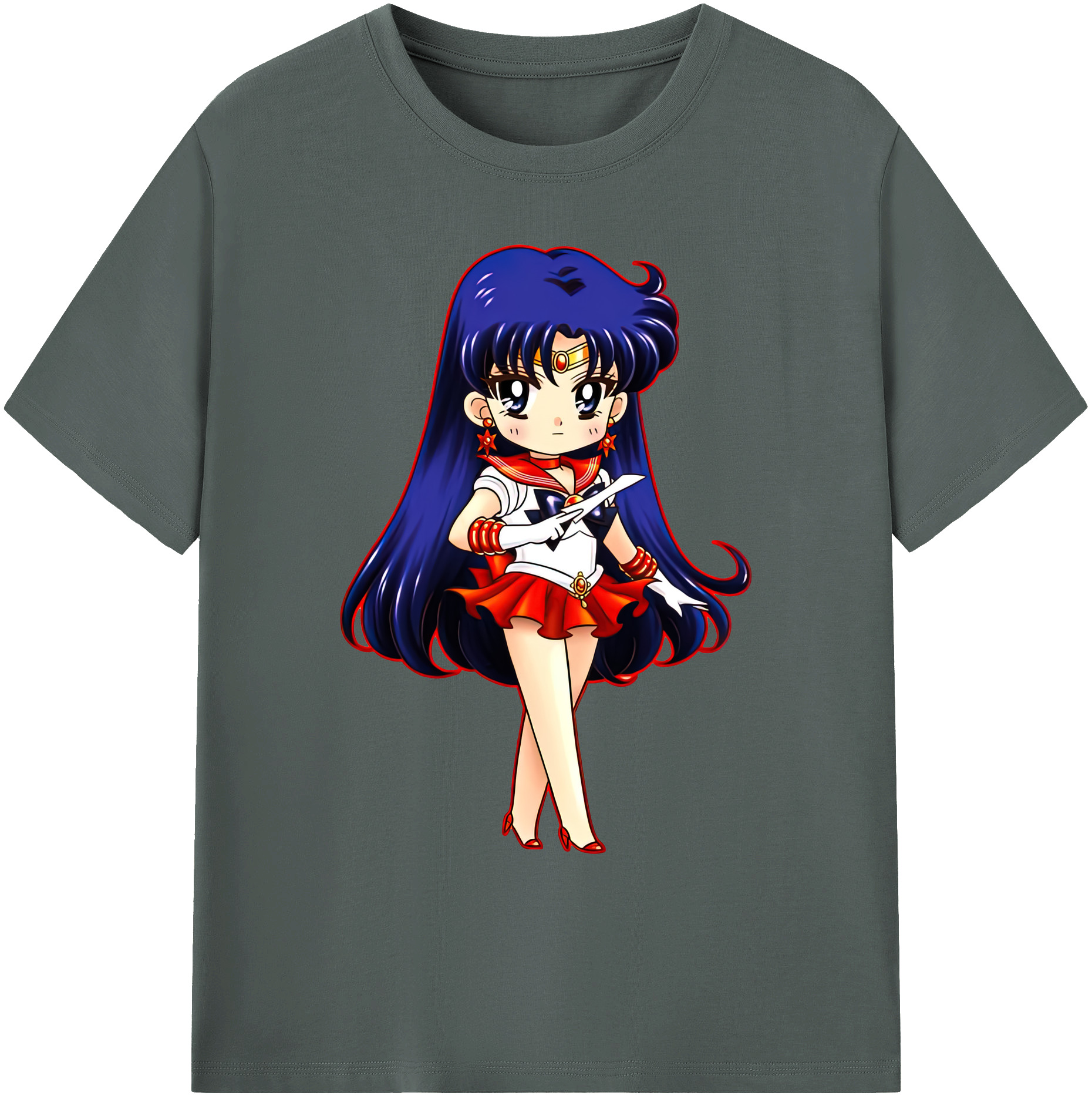 （画像用） 美少女戦士セーラームーン 火野レイ ひの レイ Sailor Moon Hino Rei （セーラーマーズ,Sailor Mars） 綿100％ メンズ半袖Tシャツ｜肌触りやわらか＆通気性